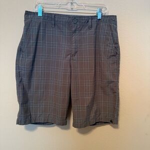 Quicksilver Brown Plaid Chino Shorts Mens 34 Brown Plaid Regular Fit Outdoors